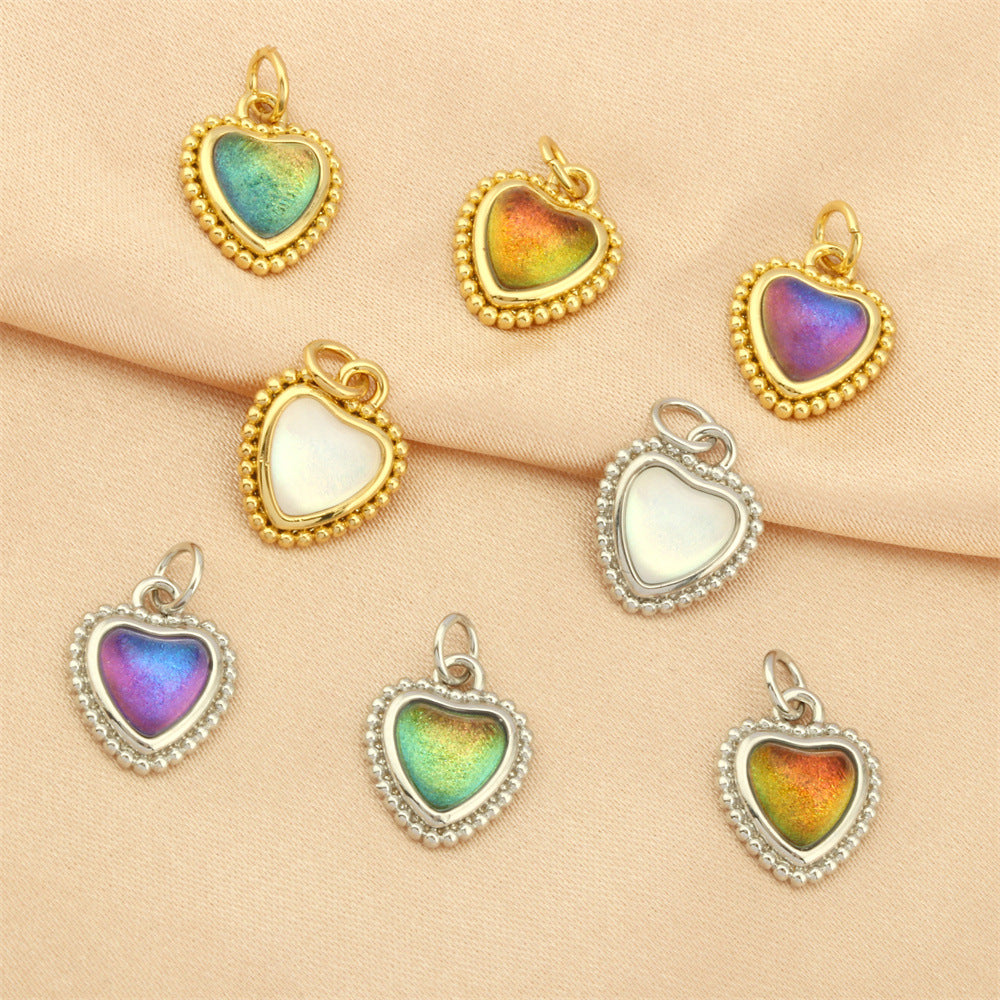 18K Gold Filled Pendants Heart Cat Eye Stones Colorful Charms Jewelry Making Findings Supplies Pendants Doki Decor   