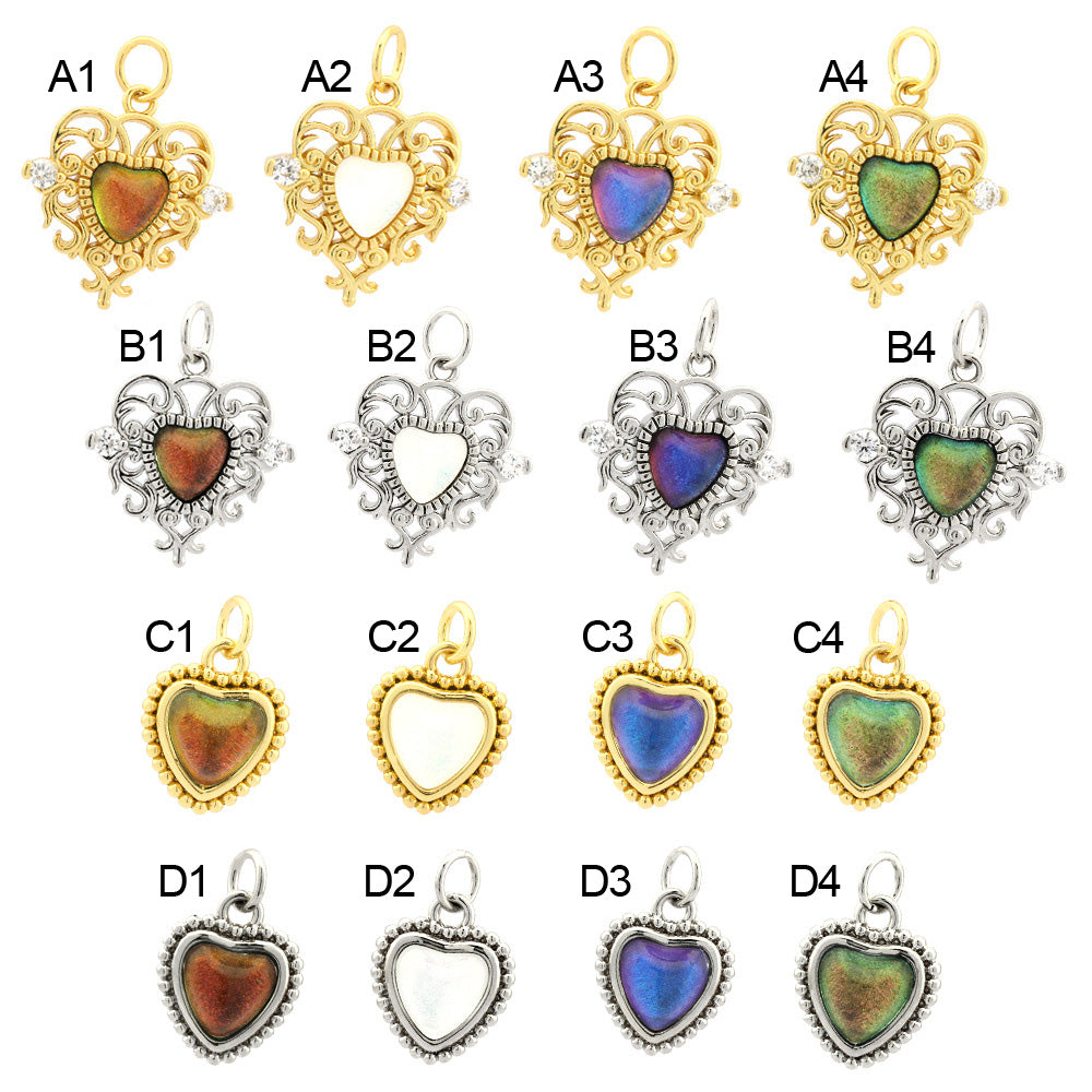 18K Gold Filled Pendants Heart Cat Eye Stones Colorful Charms Jewelry Making Findings Supplies Pendants Doki Decor A1  