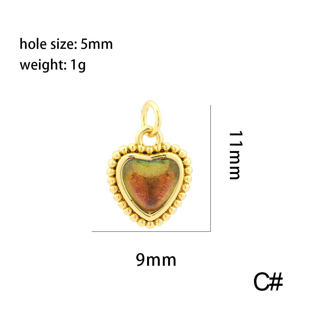 18K Gold Filled Pendants Heart Cat Eye Stones Colorful Charms Jewelry Making Findings Supplies Pendants Doki Decor   