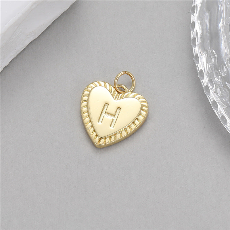 5PCS 18K Gold Filled Pendants Heart Letters Initial Final Pattern Charms Jewelry Making Findings Supplies Pendants Doki Decor   