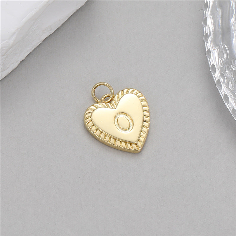 5PCS 18K Gold Filled Pendants Heart Letters Initial Final Pattern Charms Jewelry Making Findings Supplies Pendants Doki Decor   