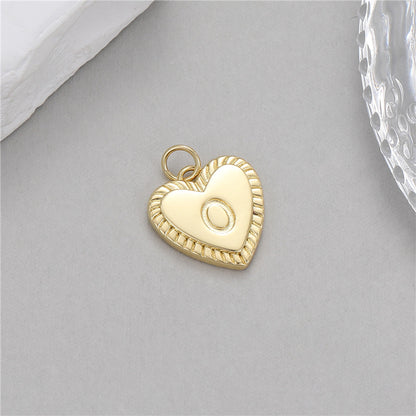 5PCS 18K Gold Filled Pendants Heart Letters Initial Final Pattern Charms Jewelry Making Findings Supplies Pendants Doki Decor   