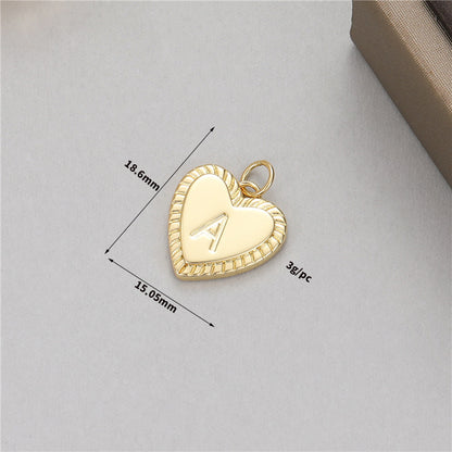 5PCS 18K Gold Filled Pendants Heart Letters Initial Final Pattern Charms Jewelry Making Findings Supplies Pendants Doki Decor   