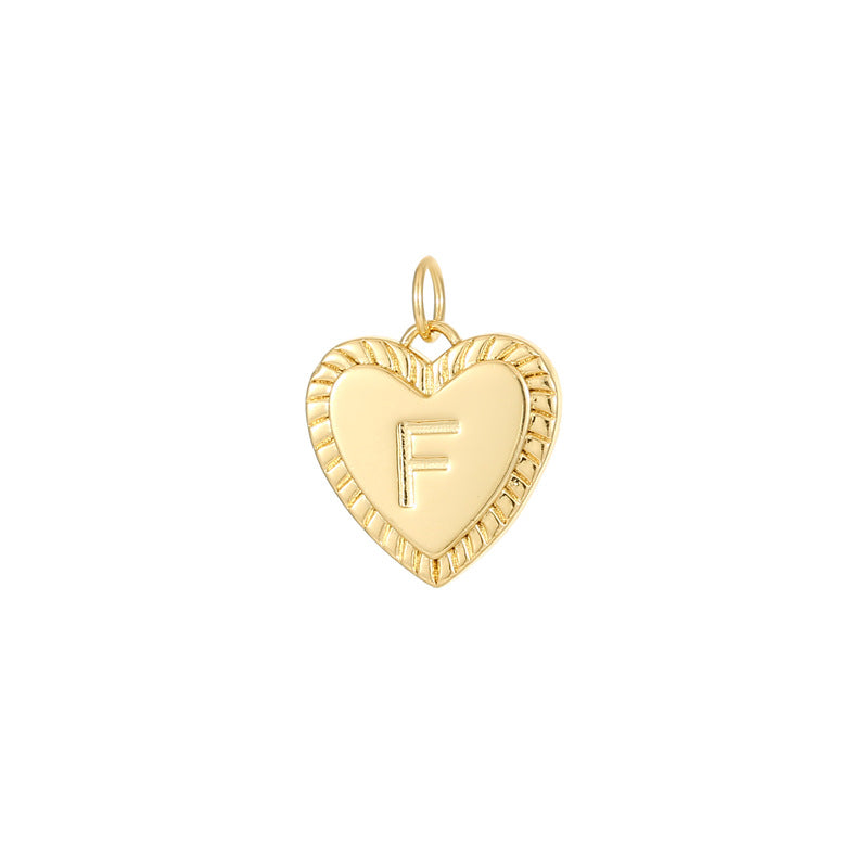 5PCS 18K Gold Filled Pendants Heart Letters Initial Final Pattern Charms Jewelry Making Findings Supplies Pendants Doki Decor   