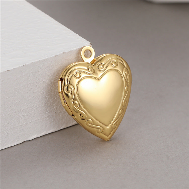 18K Gold Filled Pendants Heart Photo Frame Can Be Opened Charms Jewelry Making Findings Supplies Pendants Doki Decor   