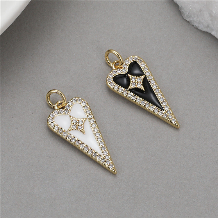 2PCS 18K Gold Filled Couple Pendants Heart Rectangle Resin Rhinestone Charms Jewelry Making Findings Supplies Pendants Doki Decor   