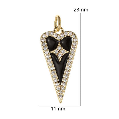 2PCS 18K Gold Filled Couple Pendants Heart Rectangle Resin Rhinestone Charms Jewelry Making Findings Supplies Pendants Doki Decor   