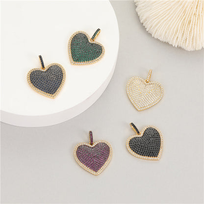 18K Gold Filled Pendants Heart Rhinestone Dangle Charms Shining Jewelry Making Findings Supplies Pendants Doki Decor   