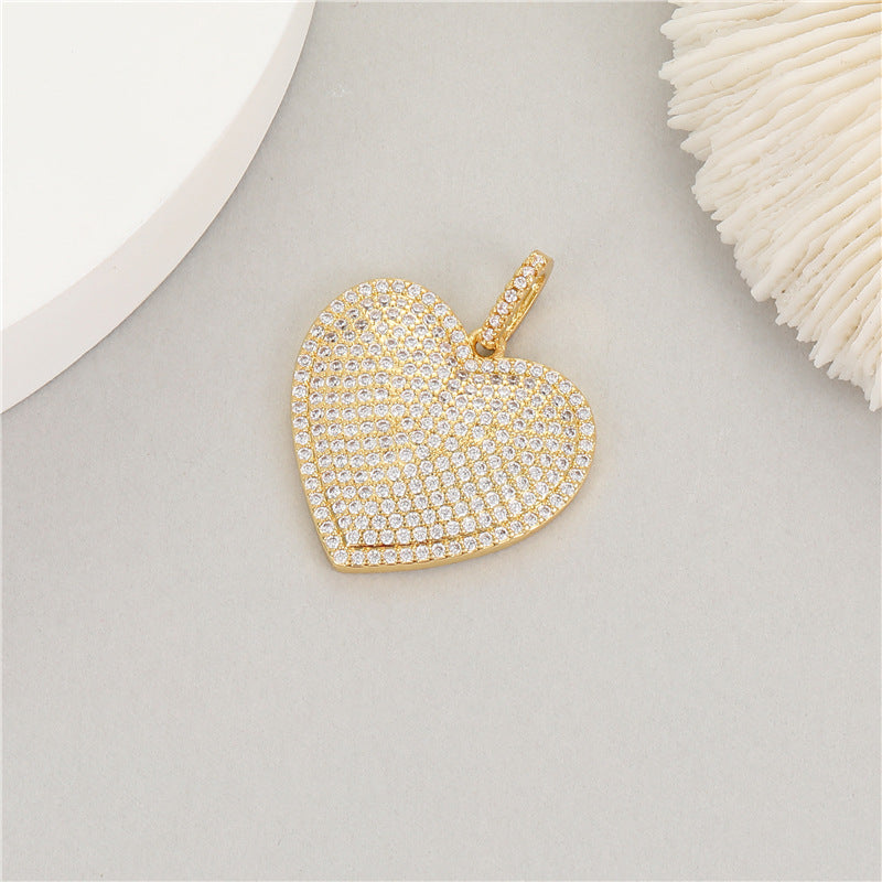 18K Gold Filled Pendants Heart Rhinestone Dangle Charms Shining Jewelry Making Findings Supplies Pendants Doki Decor White  