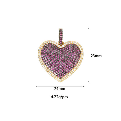 18K Gold Filled Pendants Heart Rhinestone Dangle Charms Shining Jewelry Making Findings Supplies Pendants Doki Decor   