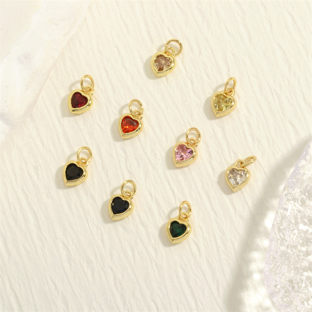 5PCS 18K Gold Filled Pendants Heart Rhinestone Charms Jewelry Making Findings Supplies Pendants Doki Decor   