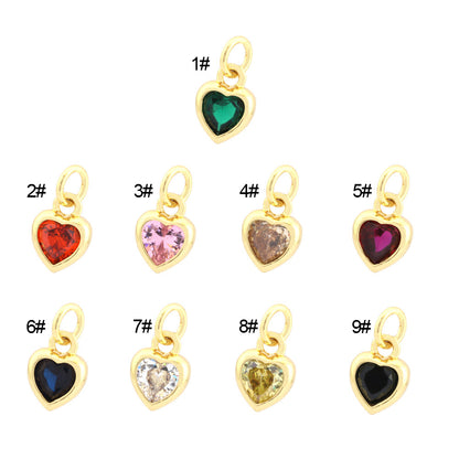 5PCS 18K Gold Filled Pendants Heart Rhinestone Charms Jewelry Making Findings Supplies Pendants Doki Decor 1  