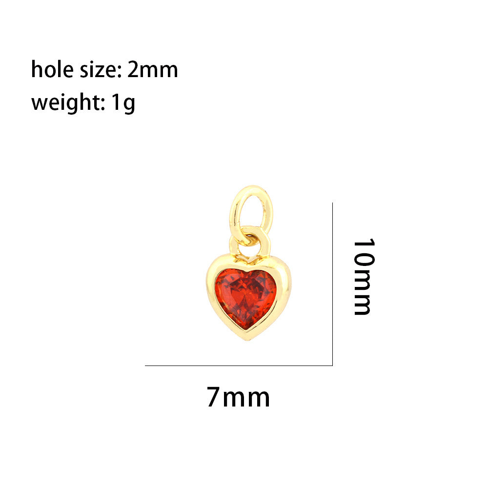 5PCS 18K Gold Filled Pendants Heart Rhinestone Charms Jewelry Making Findings Supplies Pendants Doki Decor   