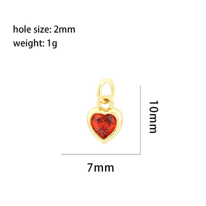 5PCS 18K Gold Filled Pendants Heart Rhinestone Charms Jewelry Making Findings Supplies Pendants Doki Decor   