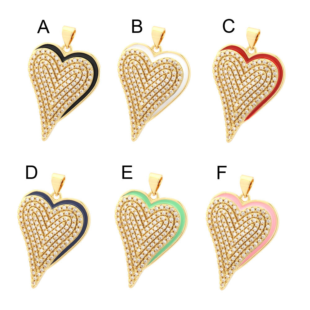 18K Gold Filled Pendants Heart Rhinestone Resin Green Red Blue Black White Charms Jewelry Making Findings Supplies Pendants Doki Decor   