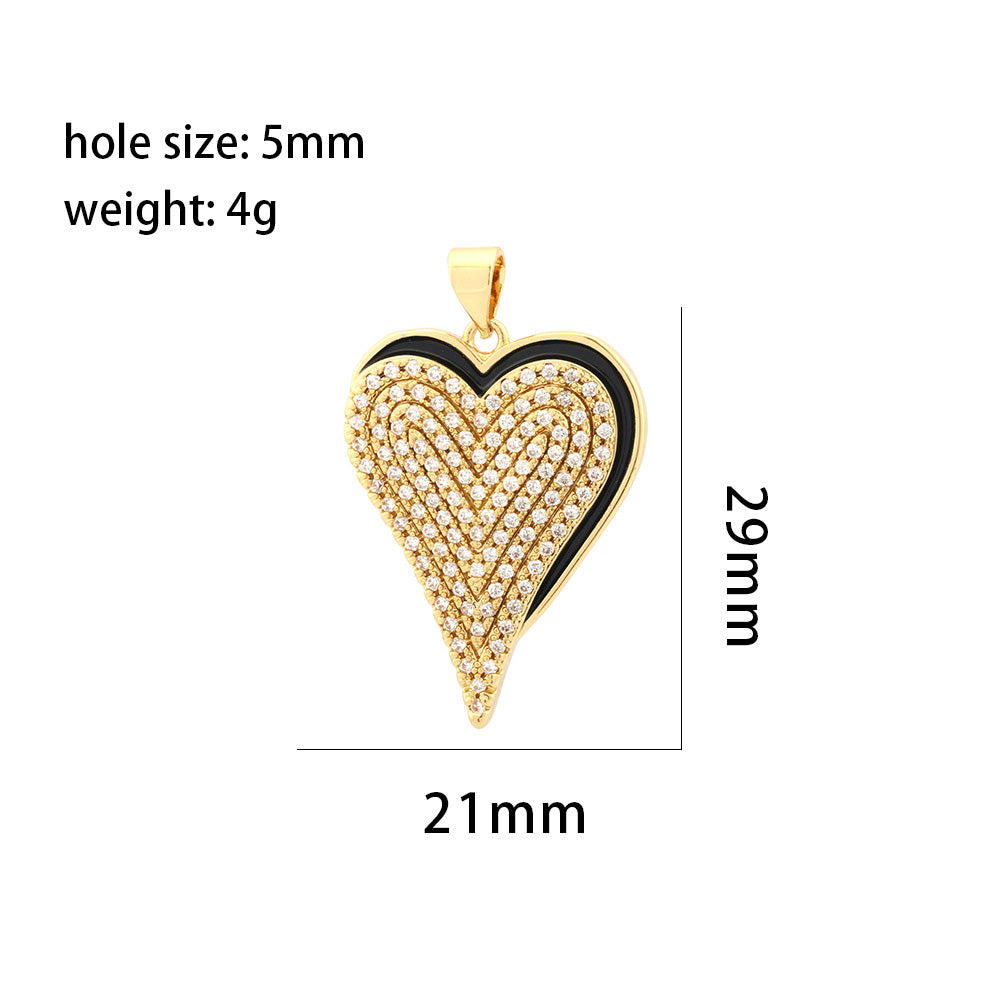 18K Gold Filled Pendants Heart Rhinestone Resin Green Red Blue Black White Charms Jewelry Making Findings Supplies Pendants Doki Decor   