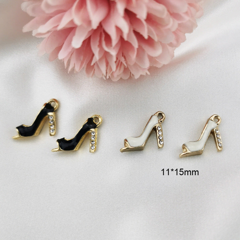 10PCS 18K Gold Filled Pendants High Heels Resin Rhinestone Jewelry Making Findings Supplies DIY Pendants Doki Decor   