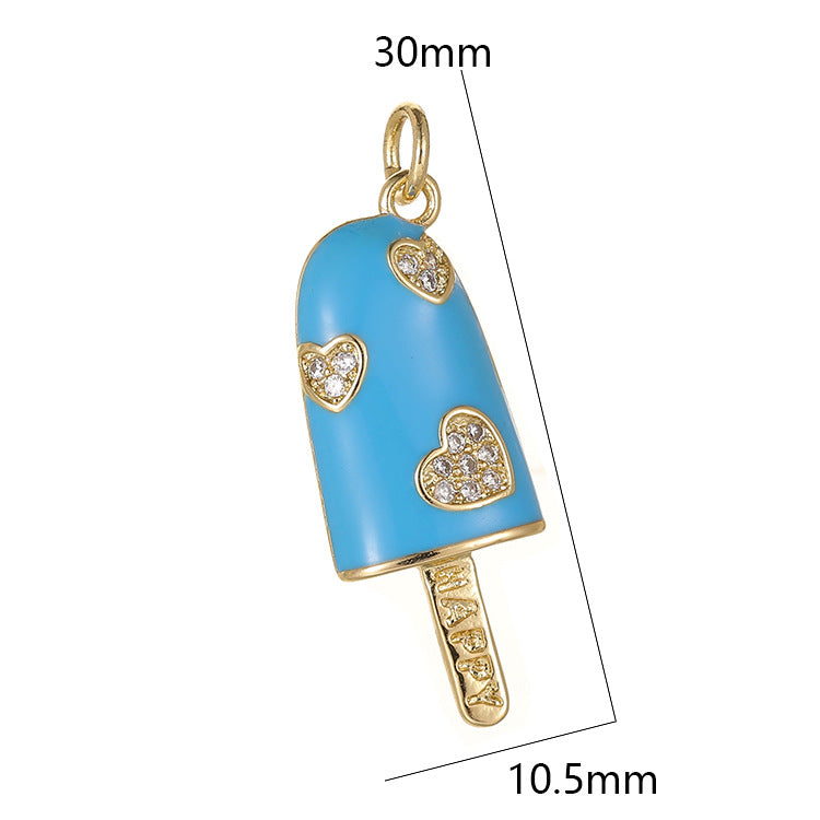 18K Gold Filled Pendants Ice Cream Happy Rhinestone Resin Charms Jewelry Making Findings Supplies Pendants Doki Decor   