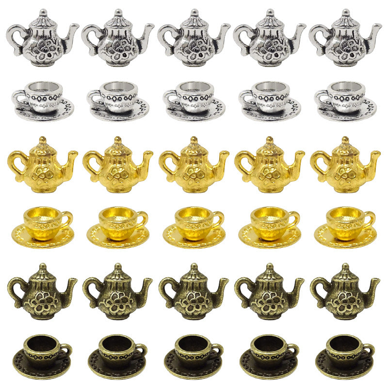 20PCS 18K Gold Filled Pendants Kettle Teapot Coffee Cup For Jewelry Making Findings Supplies DIY Pendants Doki Decor   