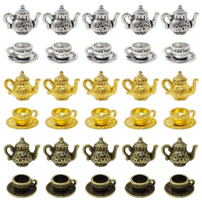 20PCS 18K Gold Filled Pendants Kettle Teapot Coffee Cup For Jewelry Making Findings Supplies DIY Pendants Doki Decor   