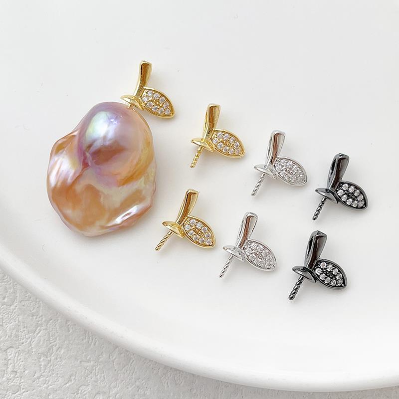 5PCS 18K Gold Filled Pendants Leaf Leaves Beads Pearls Tray Needle Rhinestone White Gold Black Unique Jewelry Making Findings Supplies Pendants Doki Decor   