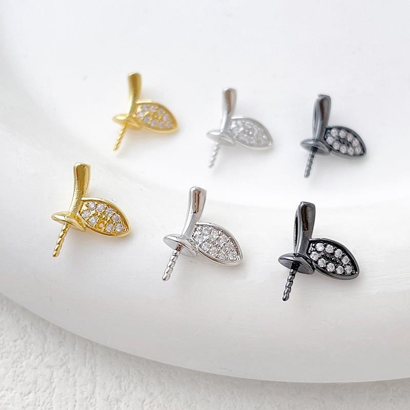 5PCS 18K Gold Filled Pendants Leaf Leaves Beads Pearls Tray Needle Rhinestone White Gold Black Unique Jewelry Making Findings Supplies Pendants Doki Decor   