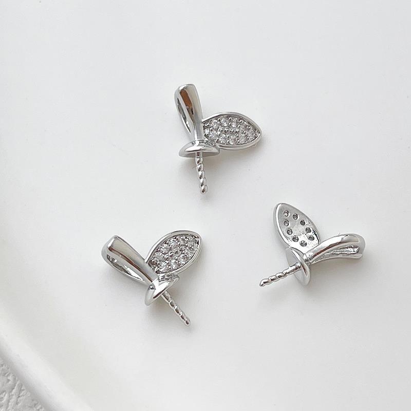 5PCS 18K Gold Filled Pendants Leaf Leaves Beads Pearls Tray Needle Rhinestone White Gold Black Unique Jewelry Making Findings Supplies Pendants Doki Decor White Gold  