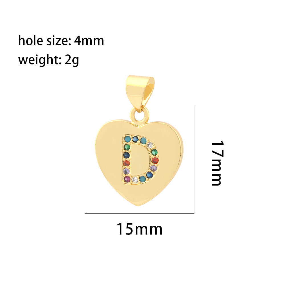 10PCS 18K Gold Filled Pendants Letters Initial Final Heart Colorful Rhinestone Charms Jewelry Making Findings Supplies Pendants Doki Decor   