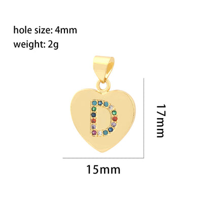 10PCS 18K Gold Filled Pendants Letters Initial Final Heart Colorful Rhinestone Charms Jewelry Making Findings Supplies Pendants Doki Decor   