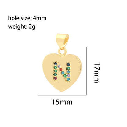 10PCS 18K Gold Filled Pendants Letters Initial Final Heart Colorful Rhinestone Charms Jewelry Making Findings Supplies Pendants Doki Decor   