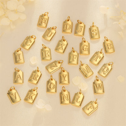 5PCS 18K Gold Filled Pendants Letters Initial Final Square Charms Jewelry Making Findings Supplies Pendants Doki Decor A  