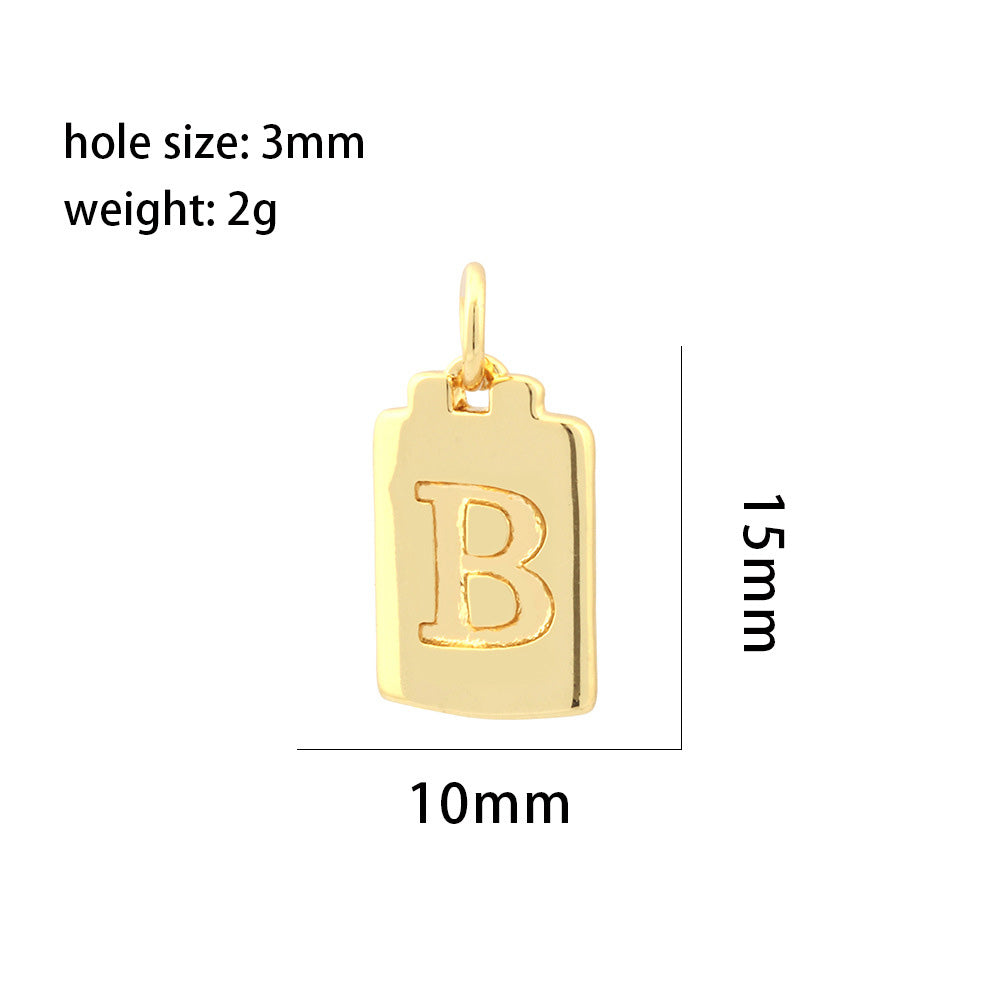 5PCS 18K Gold Filled Pendants Letters Initial Final Square Charms Jewelry Making Findings Supplies Pendants Doki Decor   