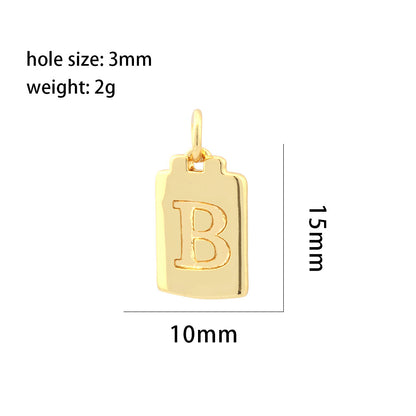 5PCS 18K Gold Filled Pendants Letters Initial Final Square Charms Jewelry Making Findings Supplies Pendants Doki Decor   