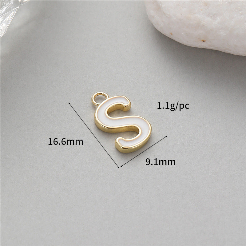 5PCS 18K Gold Filled Pendants Letters Initial Final White Resin Charms Jewelry Making Findings Supplies Pendants Doki Decor   