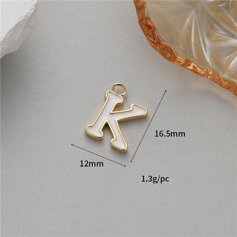 5PCS 18K Gold Filled Pendants Letters Initial Final White Resin Charms Jewelry Making Findings Supplies Pendants Doki Decor   