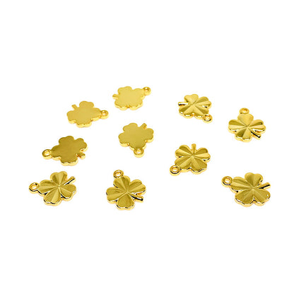 20PCS 18K Gold Filled Pendants Lucky Leaf Four Leaf Grass Bracelet Necklace Jewelry Making Findings Pendants Doki Decor 18K Gold  