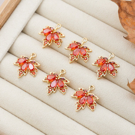 5PCS 18K Gold Filled Pendants Maple Leaf Leaves Red Green White Charms Jewelry Making Findings Supplies Pendants Doki Decor   