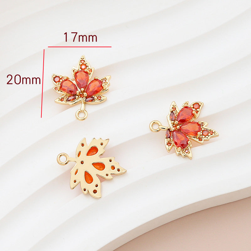 5PCS 18K Gold Filled Pendants Maple Leaf Leaves Red Green White Charms Jewelry Making Findings Supplies Pendants Doki Decor Red  