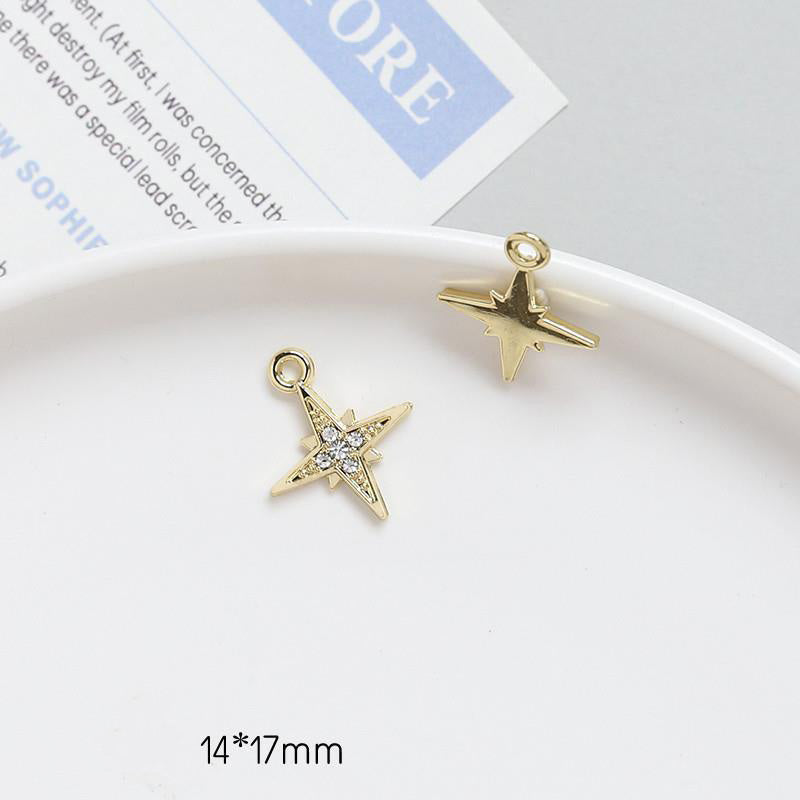 5PCS 18K Gold Filled Pendants Meteor Star Rhinestone Charms Jewelry Making Findings Supplies Pendants Doki Decor 6  