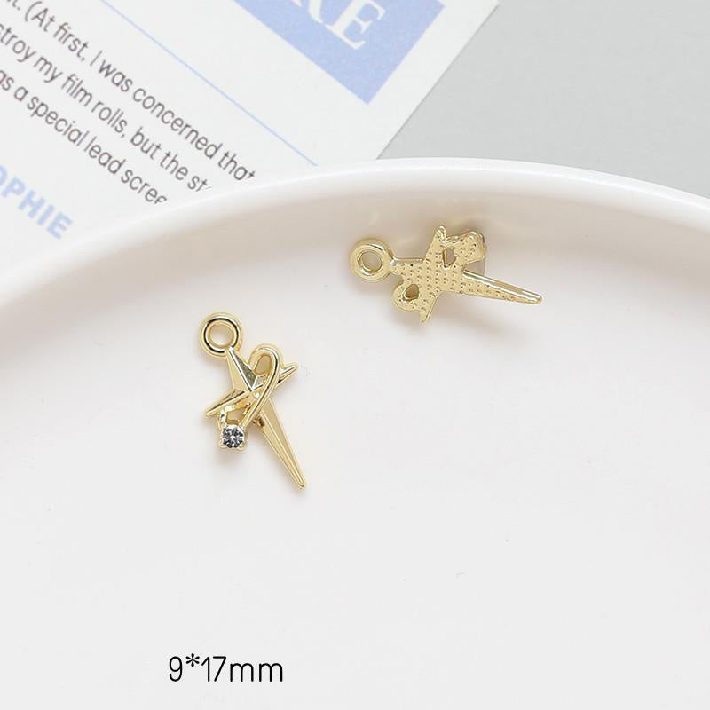 5PCS 18K Gold Filled Pendants Meteor Star Rhinestone Charms Jewelry Making Findings Supplies Pendants Doki Decor 7  