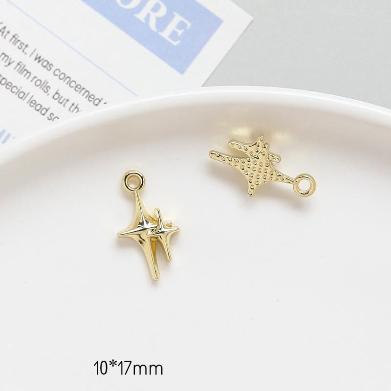 5PCS 18K Gold Filled Pendants Meteor Star Rhinestone Charms Jewelry Making Findings Supplies Pendants Doki Decor 8  