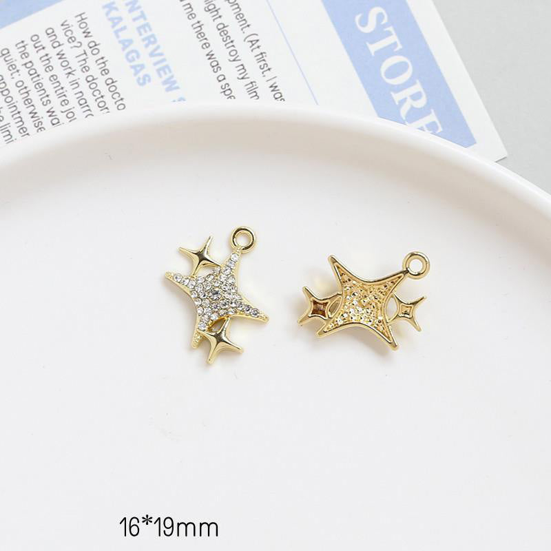 5PCS 18K Gold Filled Pendants Meteor Star Rhinestone Charms Jewelry Making Findings Supplies Pendants Doki Decor 1  