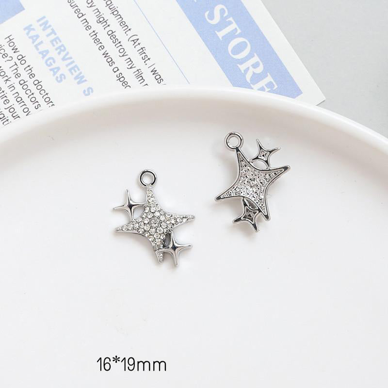 5PCS 18K Gold Filled Pendants Meteor Star Rhinestone Charms Jewelry Making Findings Supplies Pendants Doki Decor 2  