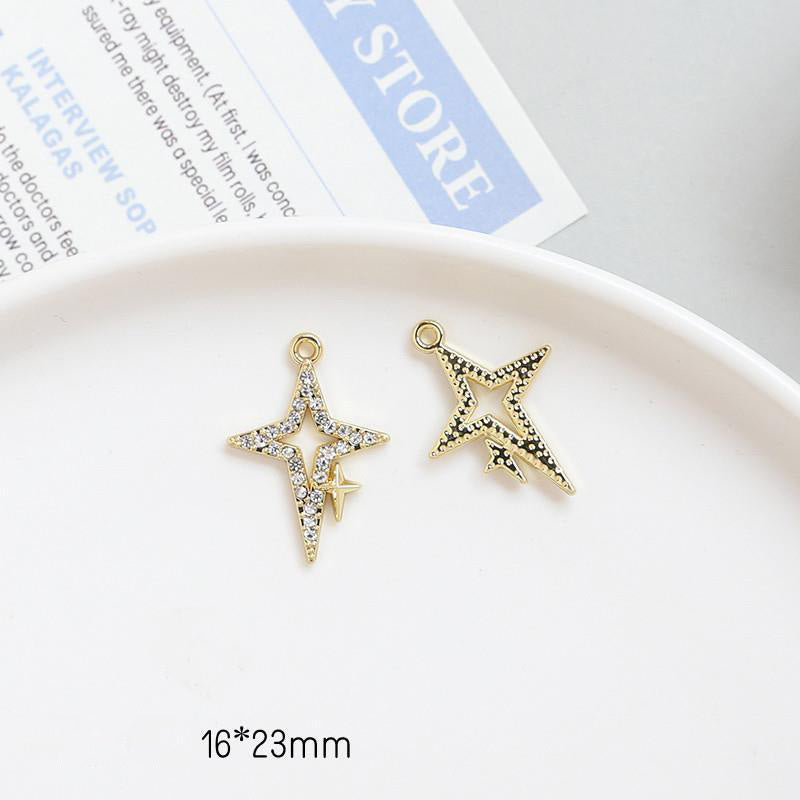 5PCS 18K Gold Filled Pendants Meteor Star Rhinestone Charms Jewelry Making Findings Supplies Pendants Doki Decor 3  