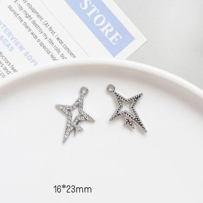 5PCS 18K Gold Filled Pendants Meteor Star Rhinestone Charms Jewelry Making Findings Supplies Pendants Doki Decor 4  