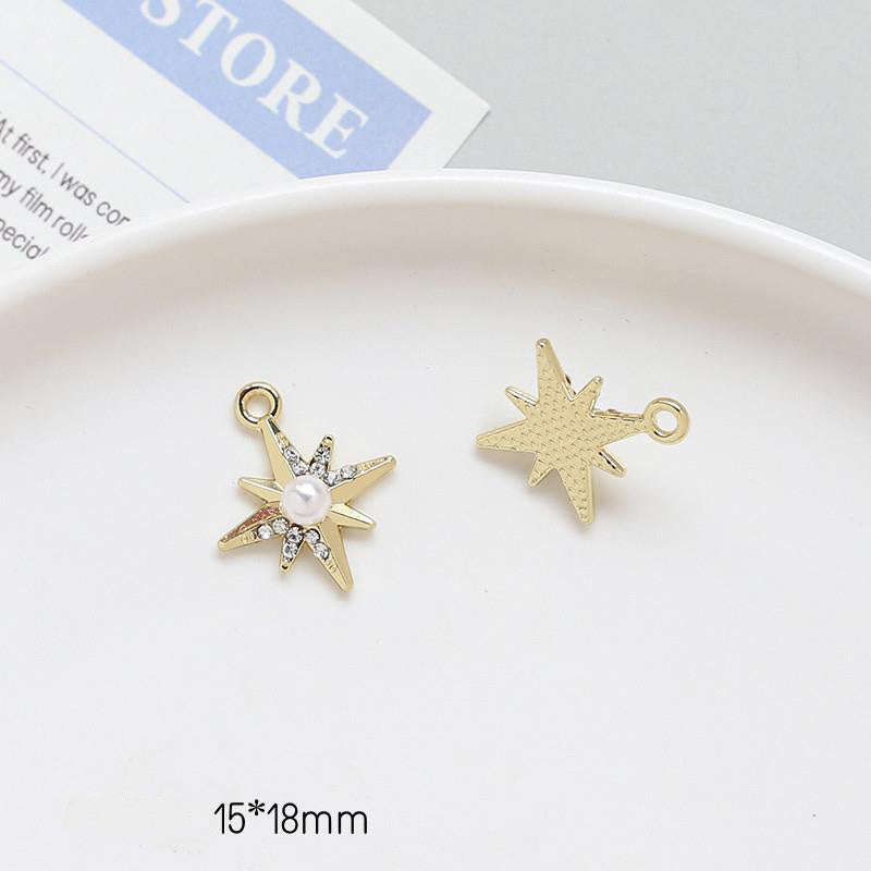 5PCS 18K Gold Filled Pendants Meteor Star Rhinestone Charms Jewelry Making Findings Supplies Pendants Doki Decor 5  