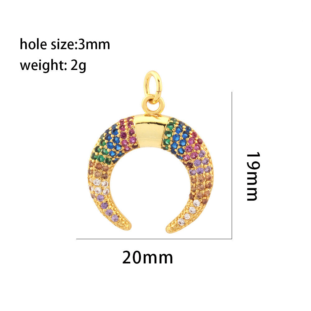 18K Gold Filled Pendants Moon Colorful Rhinestone Charms Jewelry Making Findings Supplies Pendants Doki Decor   