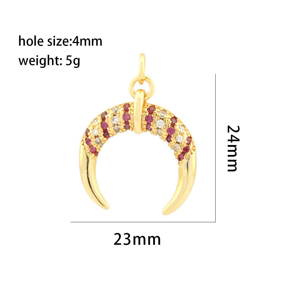 18K Gold Filled Pendants Moon Colorful Rhinestone Charms Jewelry Making Findings Supplies Pendants Doki Decor   