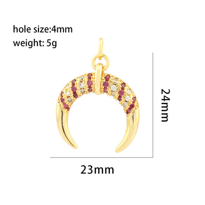 18K Gold Filled Pendants Moon Colorful Rhinestone Charms Jewelry Making Findings Supplies Pendants Doki Decor   