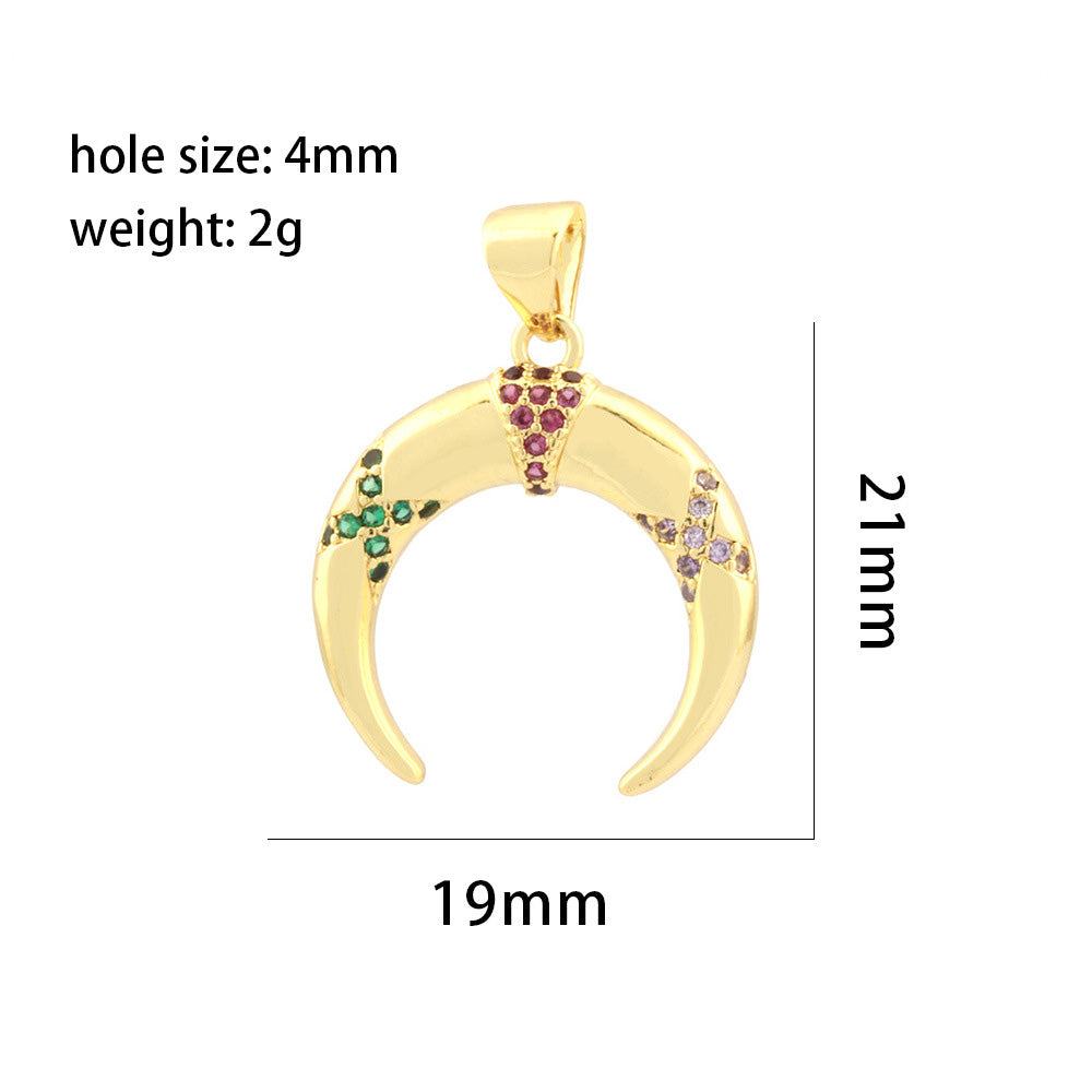 18K Gold Filled Pendants Moon Colorful Rhinestone Charms Jewelry Making Findings Supplies Pendants Doki Decor   